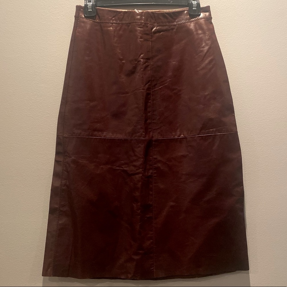 GAP Cognac Brown Long Leather Skirt size 2